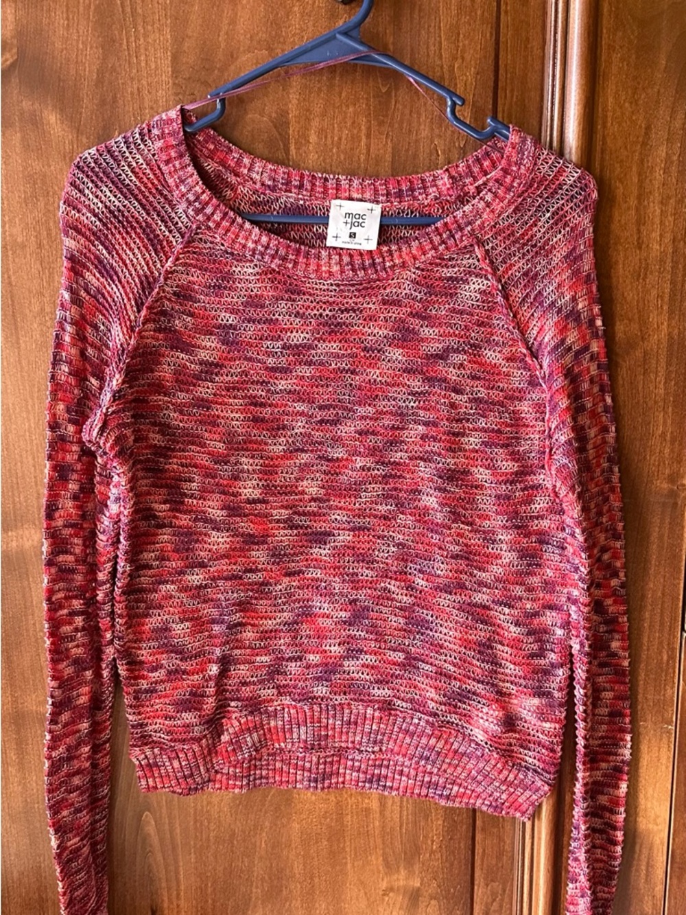 mac & jac Red Multi Knit Crewneck Sweater